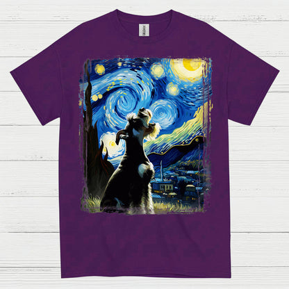 Starry Night Schnauzer Art Dog Lover T Shirt