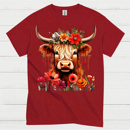 Floral Boho Cow T Shirt