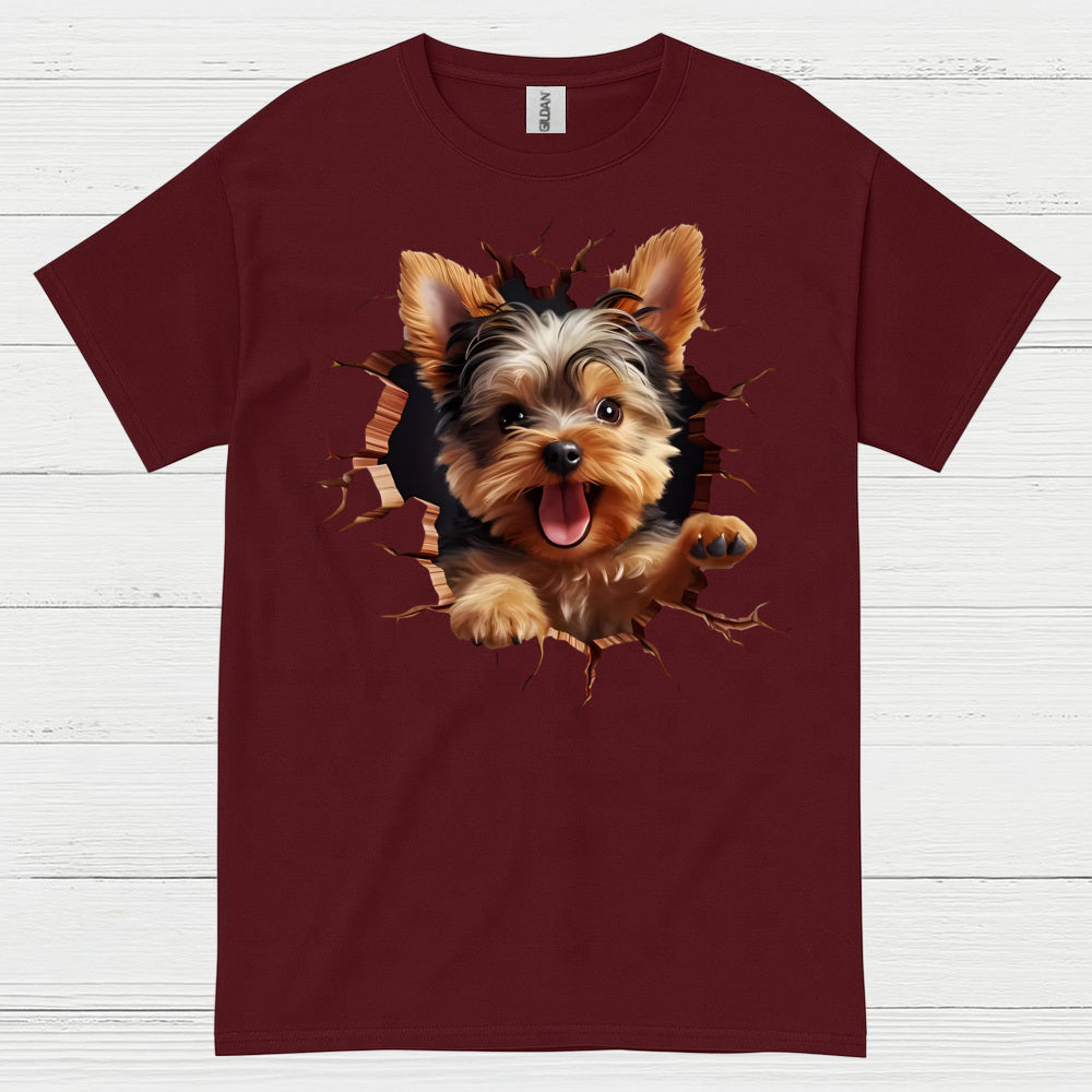 Cute 3D Yorkie Puppy Breakthrough T Shirt