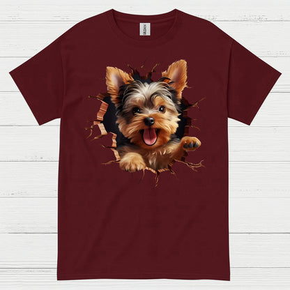 Cute 3D Yorkie Puppy Breakthrough T Shirt