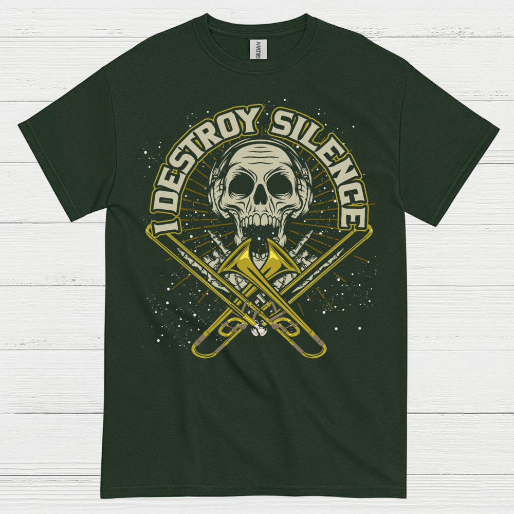 Destroy Silence Trombone Skull T Shirt
