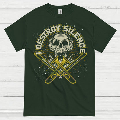 Destroy Silence Trombone Skull T Shirt