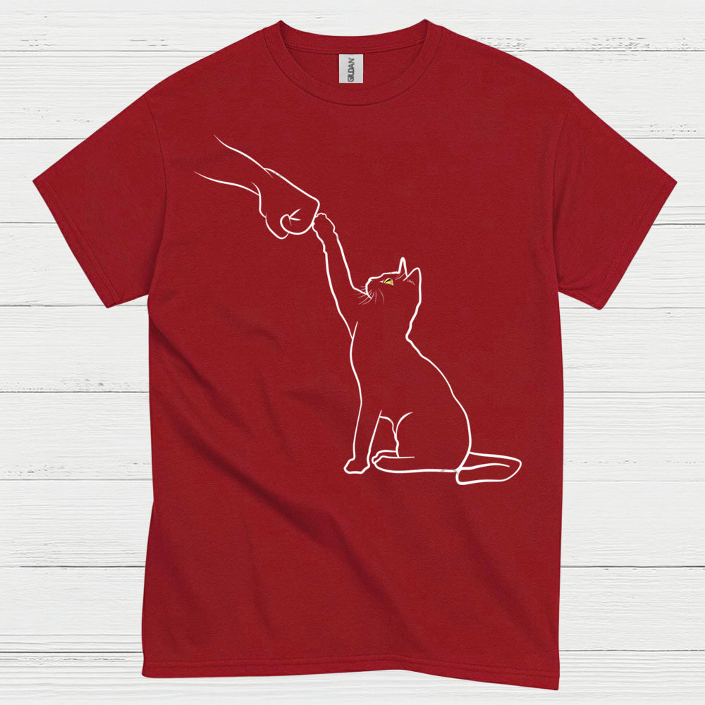 Cat High Five Minimal Line Art T Shirt