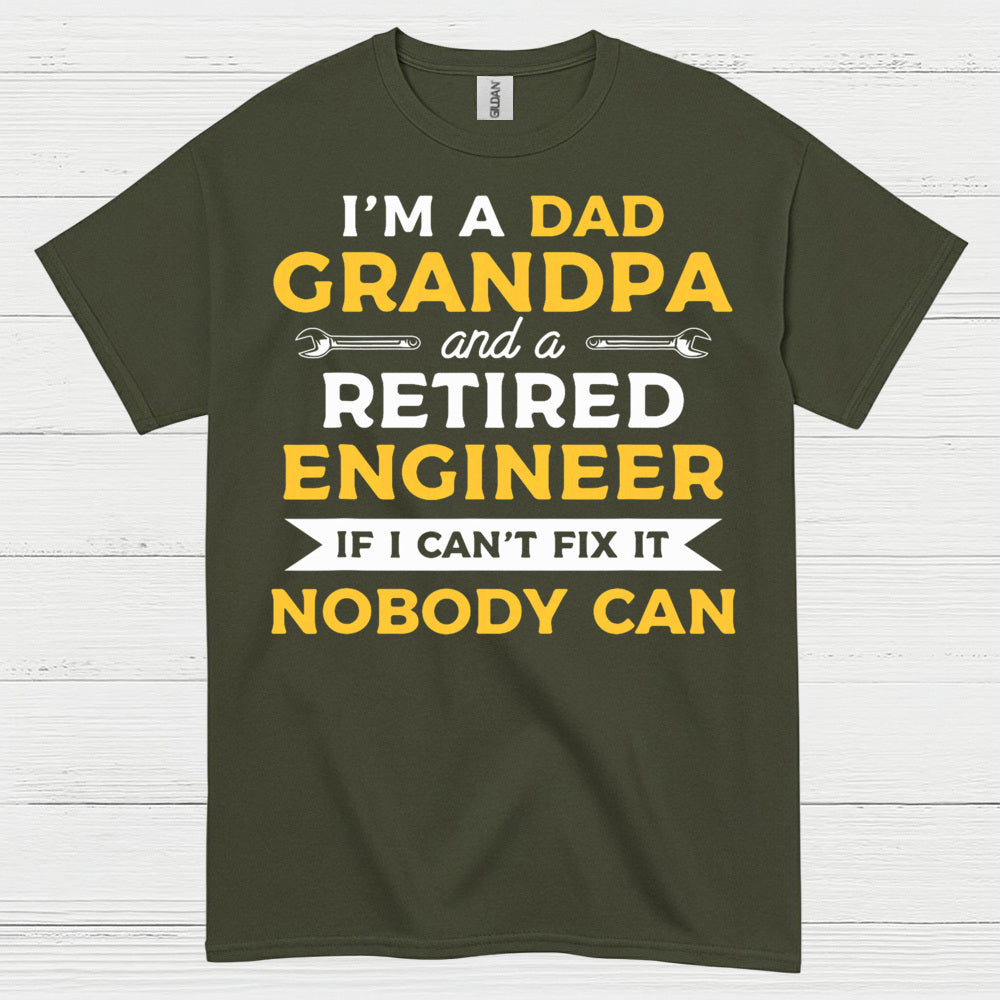 Retired Engineer Grandpa Dad T Shirt