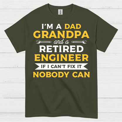 Retired Engineer Grandpa Dad T Shirt