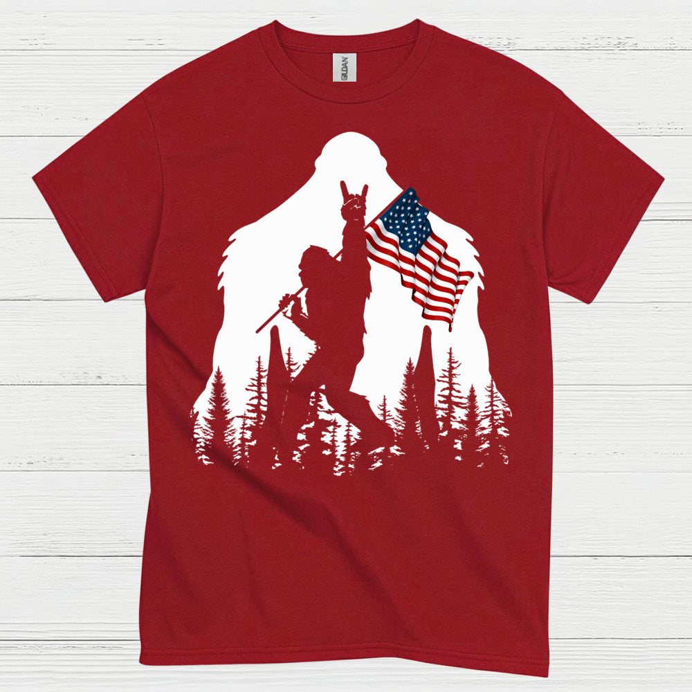 Bigfoot American Flag Silhouette T Shirt