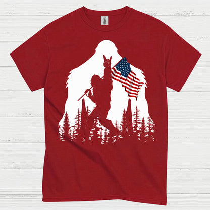 Bigfoot American Flag Silhouette T Shirt