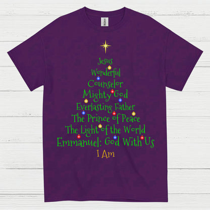 Jesus Names Christmas Tree Christian T Shirt