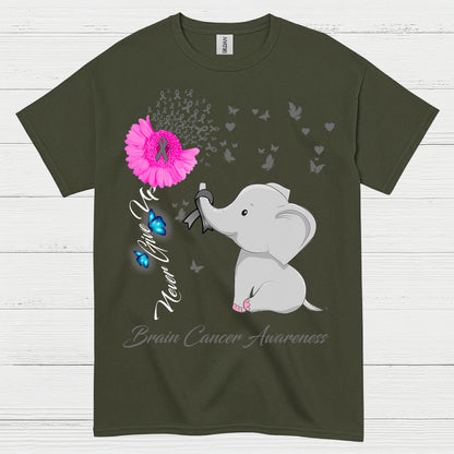 Never Give Up Brain Cancer Awareness T Shirt
