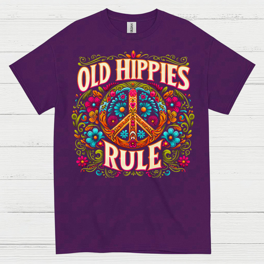 Old Hippies Rule Peace Sign T Shirt