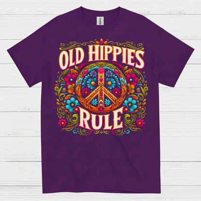Old Hippies Rule Peace Sign T Shirt