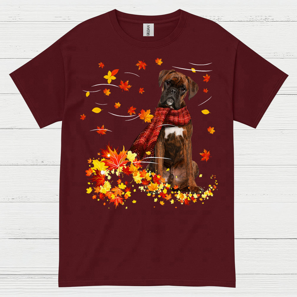 Autumn Boxer Dog T Shirt