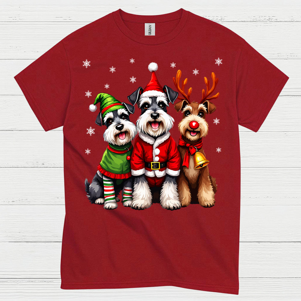 Cute Christmas Schnauzer Dog Family T Shirt