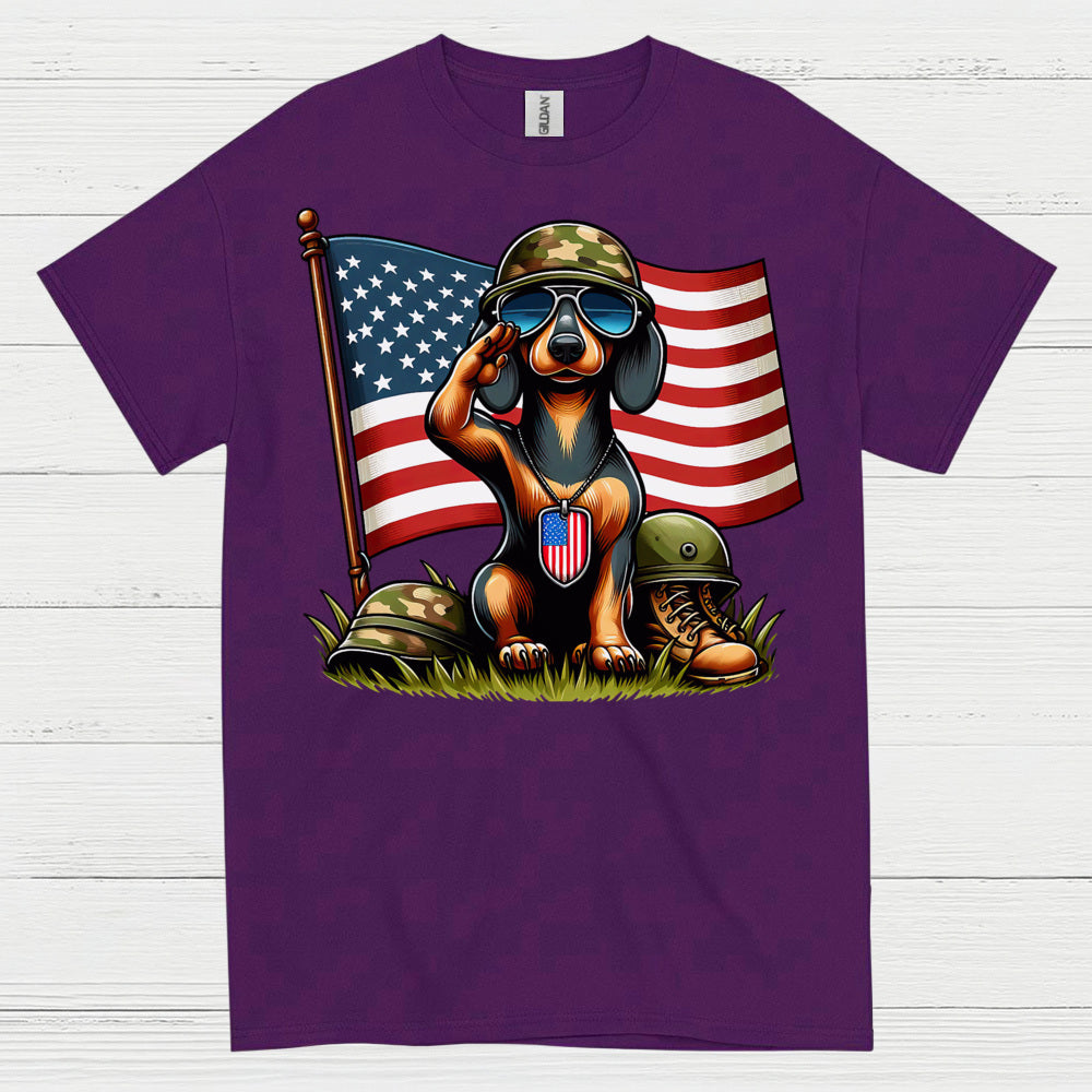 Patriotic Military Soldier Dachshund T Shirt