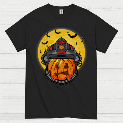 Firefighter Pumpkin Helmet Halloween T Shirt