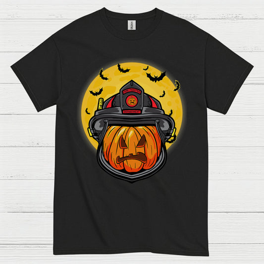 Firefighter Pumpkin Helmet Halloween T Shirt