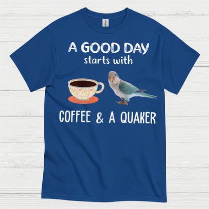 Coffee And A Quaker Funny Parrot T Shirt