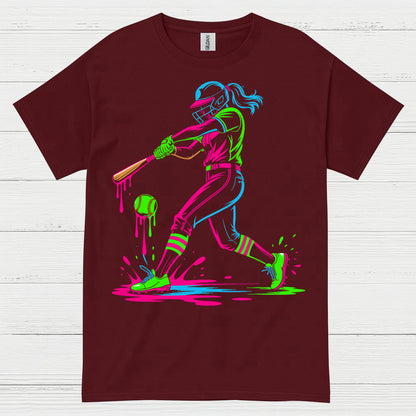 Neon Softball Girl Swing T Shirt