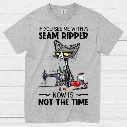 Seam Ripper Cat Sewing Humor T Shirt
