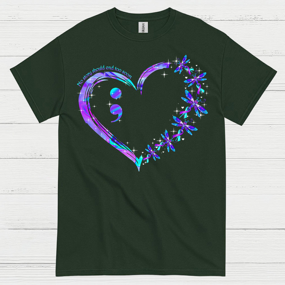 Semicolon Heart Butterfly Awareness T Shirt