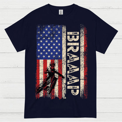 Just Braaap American Motocross Flag T Shirt