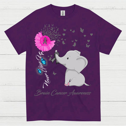 Never Give Up Brain Cancer Awareness T Shirt