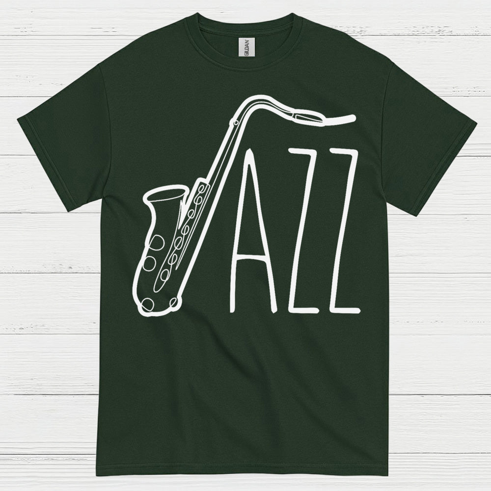 Jazz Saxophone Minimal Line Art T Shirt
